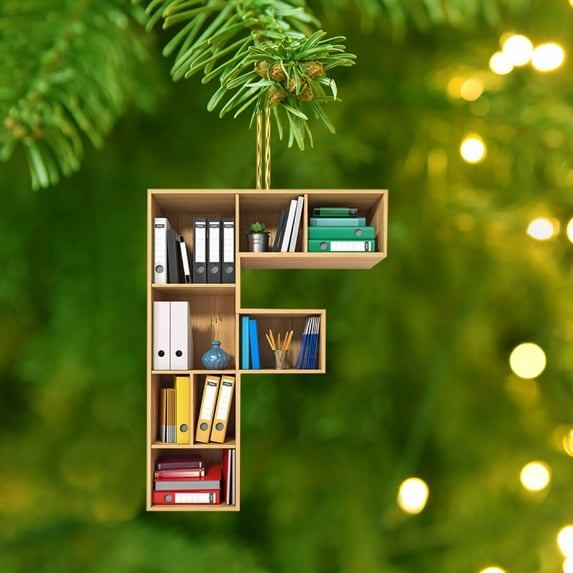 26 Letter Christmas Hanging Ornament,Book Alphabet Lovers Librarian Ornament,Gift for Her Librarian Book Ornament, Lover Bookworm Acrylic Ornament,Book Lover Gift
