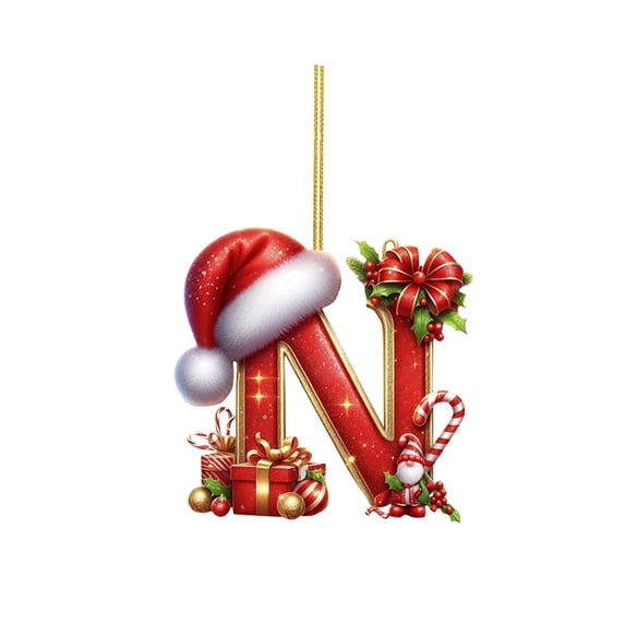 26 Letter Christmas Ornaments Acrylic, 2D Alphabet Pendant Set for ...