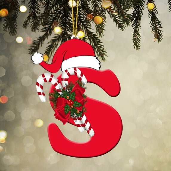 26 Letter Christmas Tree Decoration, 2D Acrylic Personalized Christmas Letter Tree Hanging Pendant, 3.1 inch