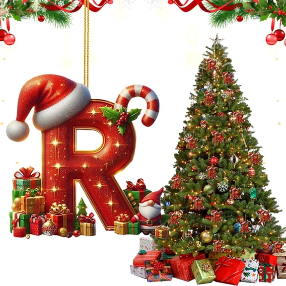 26 Letter Christmas Tree Hanging Pendant, 2025 Christmas Letters Ornaments A to Z Ornament Letters Decorative Hanging Xmas Alphabet Letters for Christmas Tree DIY Craft Xmas Ornaments (1PC)