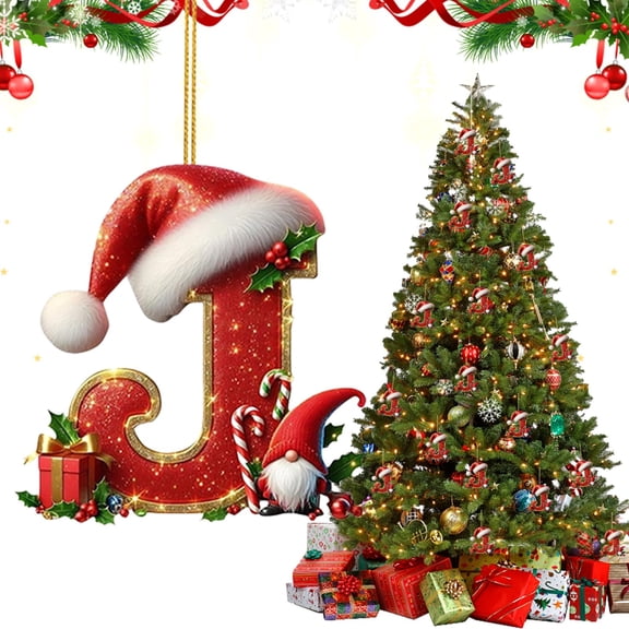 26 Letter Christmas Tree Hanging Pendant, 2025 Christmas Letters Ornaments A to Z Ornament Letters Decorative Hanging Xmas Alphabet Letters for Christmas Tree DIY Craft Xmas Ornaments (1PC)