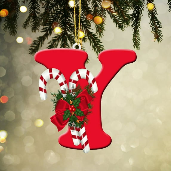 26 Letter Christmas Tree Hanging Pendant A To Z Red Christmas Ornaments Xmas Alphabet Letters Decorative Hanging Decor Home Party Decorations