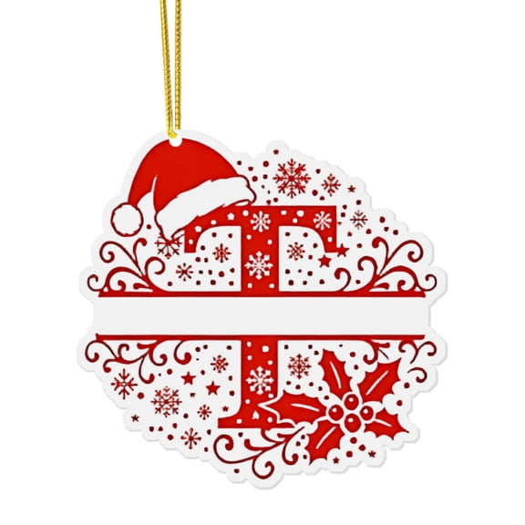 26 Letter Christmas Tree Hanging Pendant, Christmas Letters Ornaments A to Z Ornament Letters Decorative Hanging Xmas Alphabet Letters for Christmas Tree DIY Craft Xmas Ornaments (T)