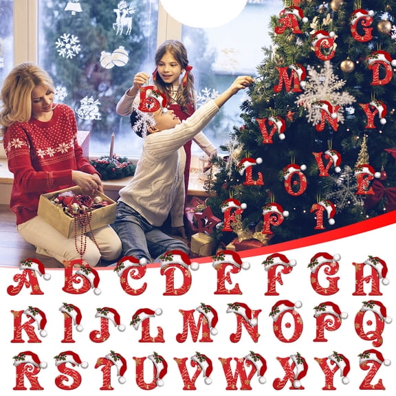 26 Letter Christmas Tree Hanging Pendant,Christmas Letters Ornaments A to Z Ornament Letters,Xmas Alphabet Letters for Christmas Tree DIY Craft Christmas Ornaments(Z),by YZEGDCH