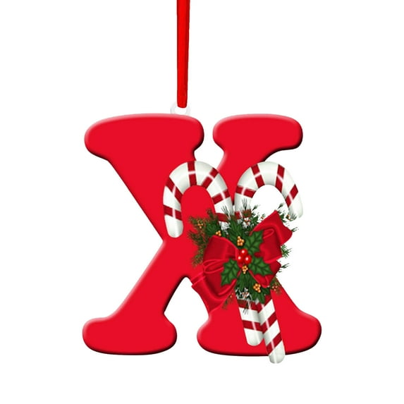 26 Letter Christmas Tree Ornaments Initial Letter with Candy Cane Hanging Alphabet Letters for Xmas Tree Winter Home Holiday Party Decor