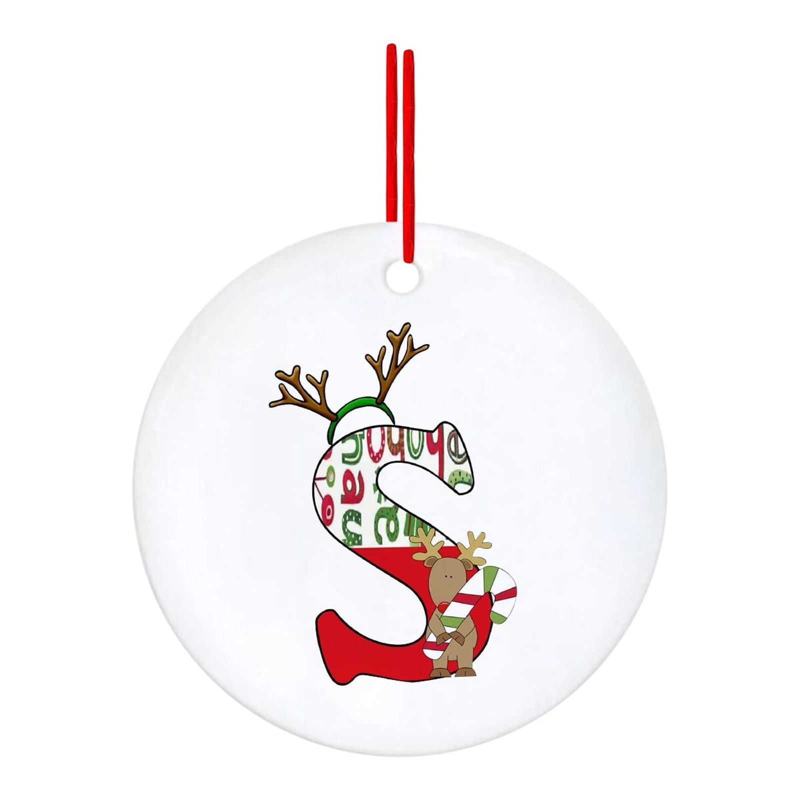 26 Letter Fawn Ornaments Red Christmas Tree Ornaments Letter Hanging