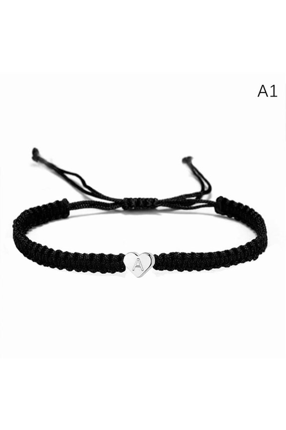 26 Letter Heart Bracelets For Women Men A-Z Initials Name Braided Rope Adjustable Bracelet Couple Friendship Jewelry Gifts