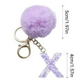 thumbnail image 1 of 26 Letter Keychain Charms Purple Pom Pom Alphabet Pendant for Backpack Purse Bag Tag Personalized Initial Jewelry Gift for Women Girls Teens Birthday Party Favor Stocking Stuffer Set, 1 of 5