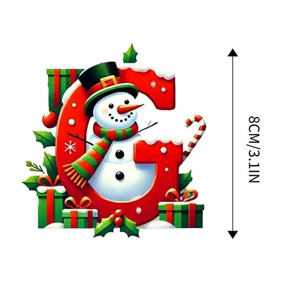 26 Letter Ornaments Christmas Snowman Decoration, 3.2" Personalized Christmas Letter Christmas Tree Hanging Pendant Xmas Alphabet Letters for Christmas Tree DIY Craft Christmas Ornaments