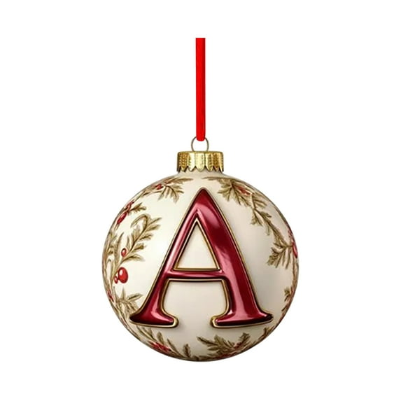 26 Letter Ornaments for Christmas Tree Decoration – A-Z Christmas Ball Alphabet Ornaments, Personalized Initial Hanging Pendants, DIY Craft Xmas Ornaments for Tree, Wreath, Garland, Gift Tags