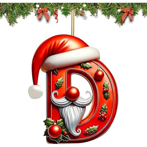 26 Letter Ornaments for Christmas Tree Decoration, Christmas Red 2D Initial Ornament, Personalized Hanging Pendant Xmas Alphabet for DIY Craft Ornaments, Hanging Name Tags for Xmas Tree Decor