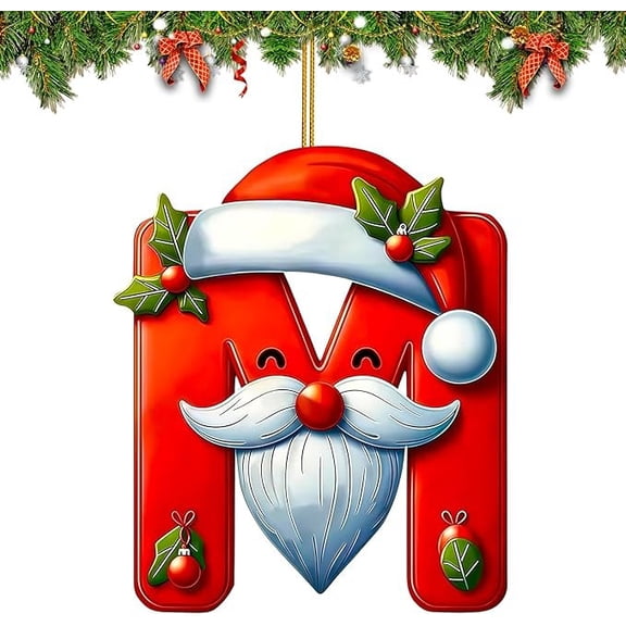 26 Letter Ornaments for Christmas Tree Decoration, Christmas Red 2D Initial Ornament, Personalized Hanging Pendant Xmas Alphabet for DIY Craft Ornaments, Hanging Name Tags for Xmas Tree Decor