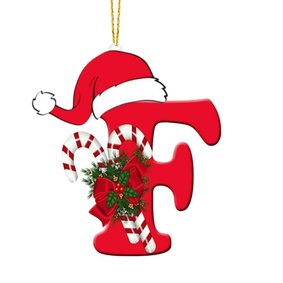 Christmas 26 Letter Ornaments, Tree Decoration Christmas Alphabet Shaped Tree Hanging Pendant for DIY Craft (F)