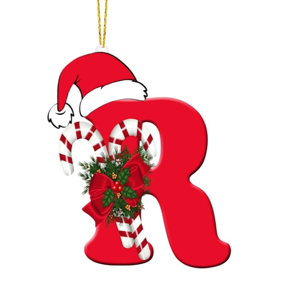 Christmas 26 Letter Ornaments, Tree Decoration Christmas Alphabet Shaped Tree Hanging Pendant for DIY Craft (R)