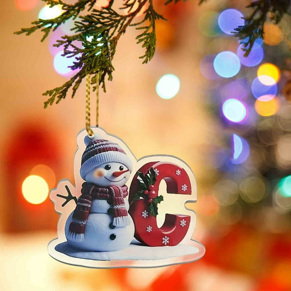 26 Letter Ornaments for Christmas Tree Personalized A-Z Alphabet Hanging Decorations, Xmas Tree Hanging Pendants for Holiday Decor 2D