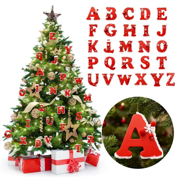 26-Letter Personalized Christmas Tree Pendants - 3.15in Customizable Alphabet Decor for Holiday Trees, Durable Material, Perfect for Family Name/Message Setup, Festive Hanging Ornaments, 8cm, Q