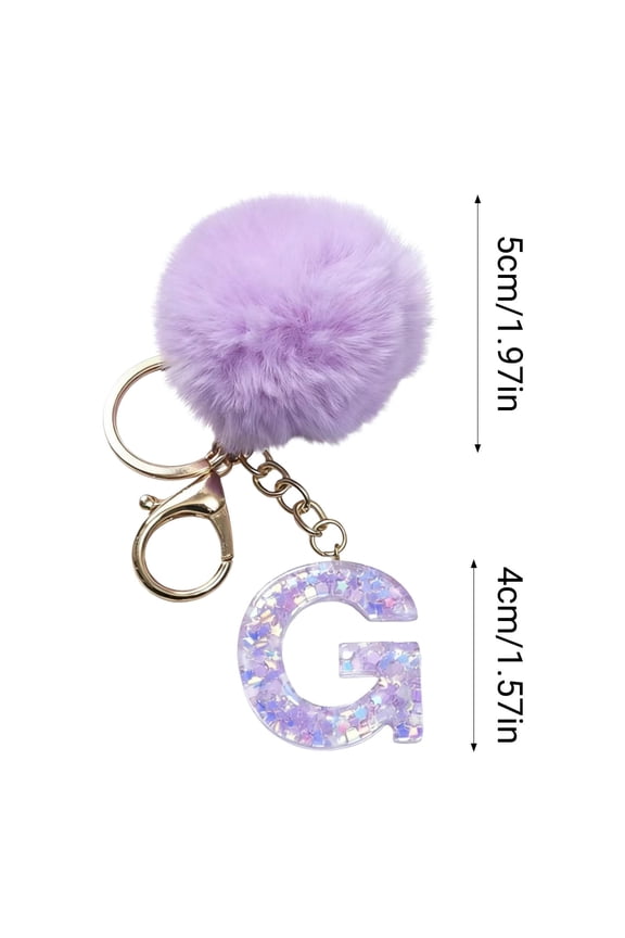 26 Letter Purple Velvet Ball Pendant Keychain, Usavan Personalized Initials Luxury Velvet Pendant, Soft Durable Backpack Charm Gift for Holiday Birthday Friends