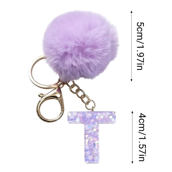 26 Letter Purple Velvet Ball Pendant,Letter Keychain,Keychain Pendant,Backpack Pendant,Initial Keychain,Personalized Letter,Cute Keychain,Velvet Ball,Holiday Gift,Custom Pendant