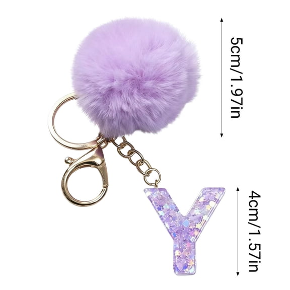 26 Letter Purple Velvet Ball Pendant,Stylish Keychain or Backpack Accessory with Personalized Initials,Cute Holiday Gift for Friends Family Teens and Adults Personalized Daily Use-Y