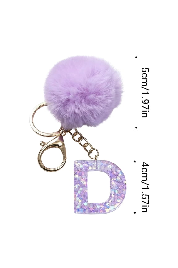 26 Letter Purple Velvet Ball Pendant,Stylish Keychain or Backpack Accessory with Personalized Initials,Cute Holiday Gift for Friends Family Teens and Adults Personalized Daily Use-D