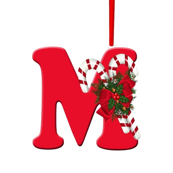 26 Letter Red Ornaments Christmas Tree Decoration Personalized Christmas Letters Christmas Tree Hanging Pendant Xmas Alphabet Letters for Christmas Tree DIY Craft Christmas Ornaments