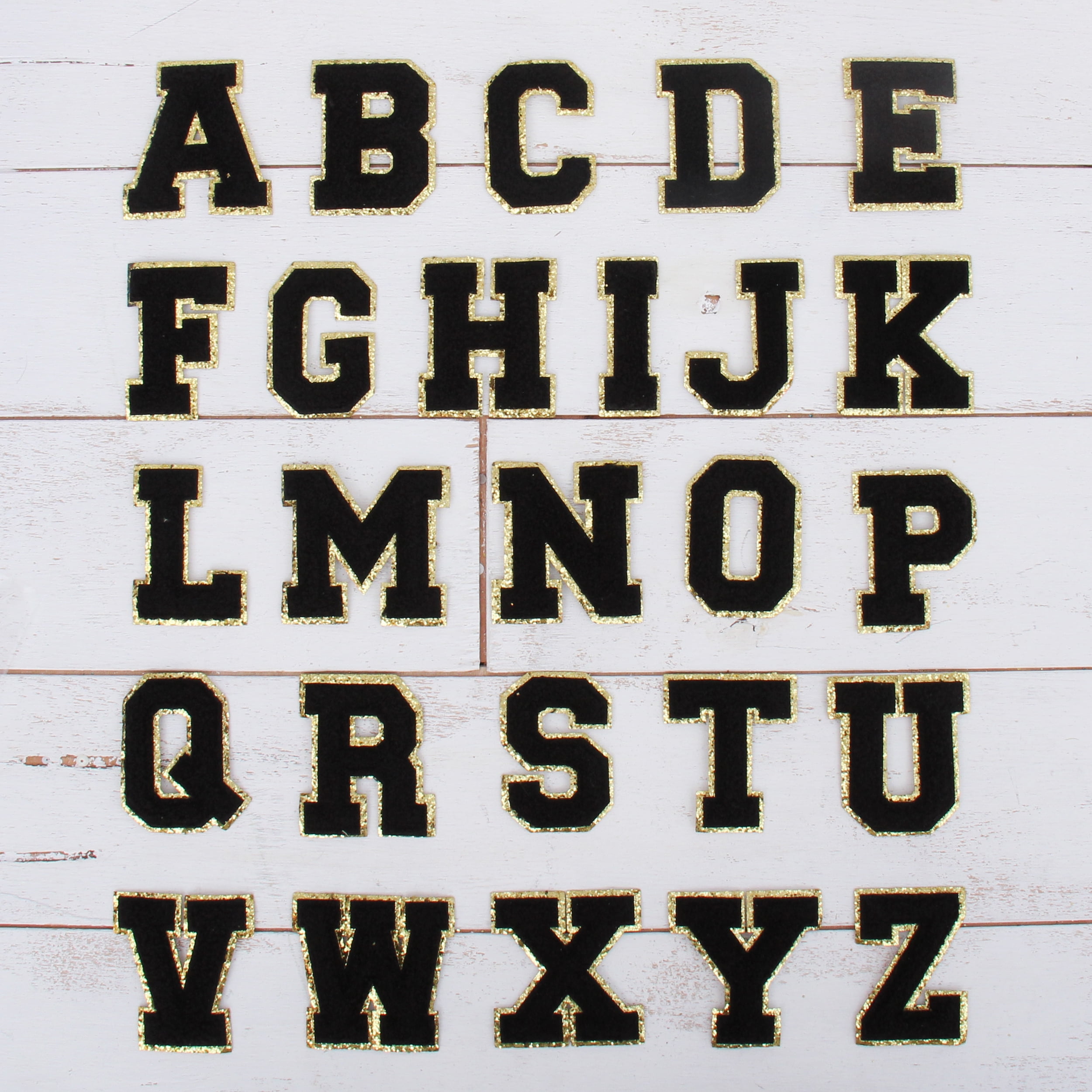 LARGE Gold / Black Letter Patch Patches Iron on / Sew on Alphabet  Embroidery Clothes 