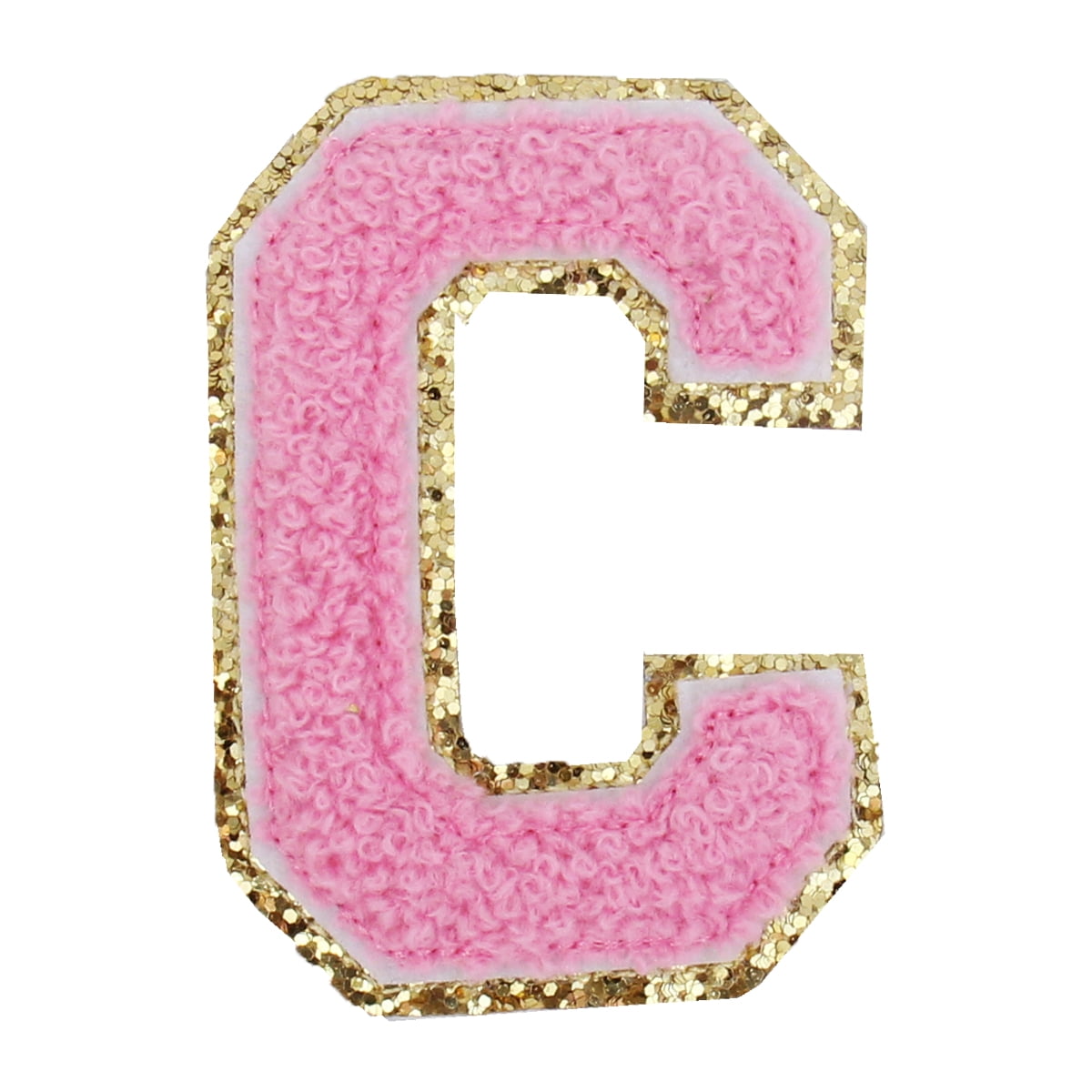 2 Pcs 2.4 Inches Chenille Letter Patches, Iron on Letters for Fabric Clothing/Hat/Bag, A-Z Varsity Letters Iron on Patches - Pink, Letter S