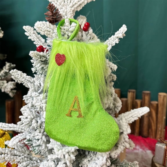 (Off-Season Clearance)26 Letter Wool Christmas Stocking Gift Bags - Personalized Alphabet Candy Sack for Kids, Classroom Party Favors & Holiday Decor