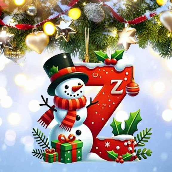 26 Letters Acrylic Christmas Ornament Set, Santa Motif DIY Xmas Tree Hanging Decor