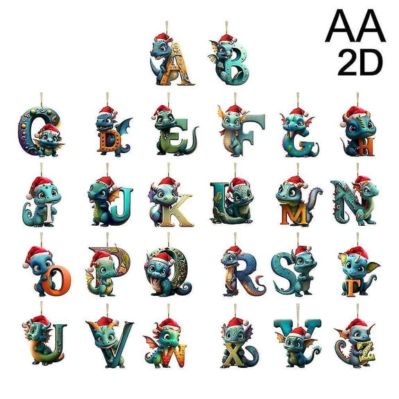 26 Letters Christmas Cute Dragon Baby Hanging Ornament Tree