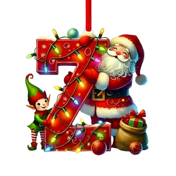 26 Letters Christmas Ornament, Christmas Surprise Gift Ornament Santa & Elf Design, A to Z Letters Alphabet Ornament, Red Bow Wreath Decoration Letter Ornaments, Last Name Decoration Ornaments-Z