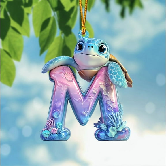 26 Letters Christmas Tree Decoration Pendant, 2025 Cute letter Ornament Custom Christmas Ornament with Name, Cute Sea Turtle Alphabet Ornaments, Educational Alphabet Learning Toy, Gifts DIY Decor