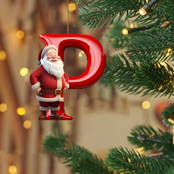 26 Letters Christmas Tree Decoration Pendant,Santa Claus DIY Hanging Christmas Ornaments,2024 Christmas Initial Ornaments,Personalized A-Z Letter Ornaments for Christmas Tree Home Window Gifts