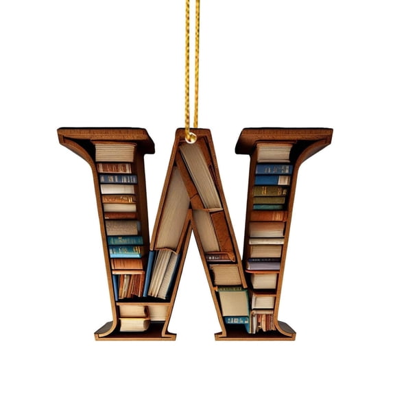 26 Letters Christmas Tree Letter Shaped Bookshelf Pendant, Book Lover ...