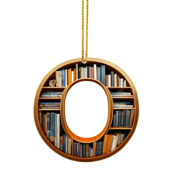 26 Letters Christmas Tree Ornament - Book Lover Letter Shaped Bookshelf Pendant, 2D Acrylic Mini Bookish Decor for Xmas Tree Door Window Decoration