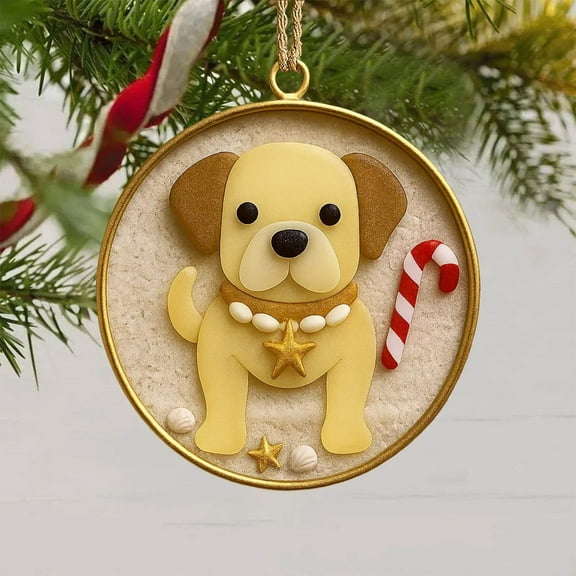Coastal Christmas Dog Glass Ornament - Handcrafted Holiday Tree Decoration with Hanging Loop for Festive Home Decor, 1 Piece