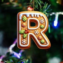 26 Letters Christmas Tree Pendant, Decorative Ornament, Personalized DIY Xmas Hanging Decor, Festive Letter Accessory for Christmas Tree and Home, 3.1in/8cm, R