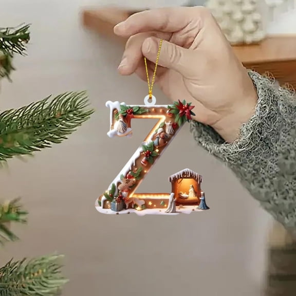 26 Letters Hanging, Christmas Decorations, Christmas Tree Pendants, Personalized DIY Ornaments, Sturdy & Easy to Hang, Jesuss Themed, Suitable for Xmas Tree Hanging Decor (A)