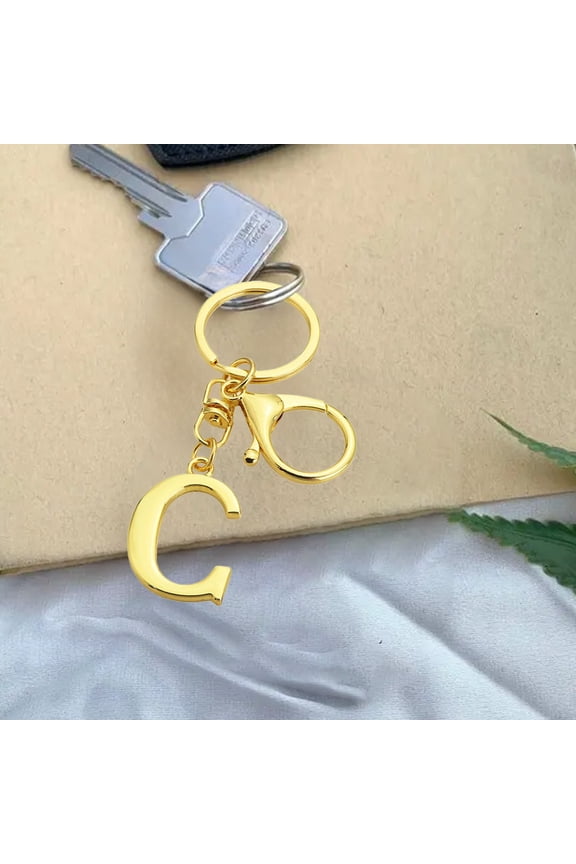 26 Letters Initial Keychain - Luxury Gold Stainless Steel Fashion Alphabet Charm Key Rings for Women Men Gifts,Christmas Gifts for Family Friends