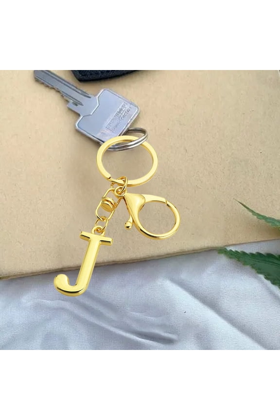 26 Letters Initial Keychain - Luxury Gold Stainless Steel Fashion Alphabet Charm Key Rings for Women Men Gifts,Christmas Gifts for Family Friends