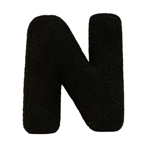 26 Letters Pillow - Black Soft Plush Alphabet Throw Pillow, A to Z Decorative Pillows for Couch, Sofa, Bed and More, Home Decor, Gift, Photo Prop (N)