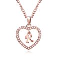thumbnail image 1 of 26 Letters R Heart Shape Pendant Necklace Rhinestone Rose Golden Clavicular Chain Jewelry Couple Gift, 1 of 5
