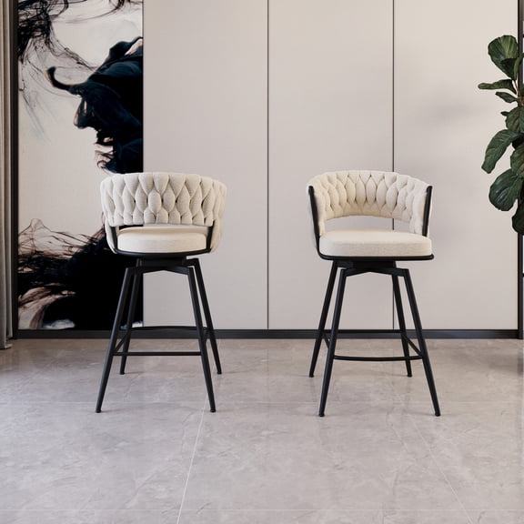 26" Linen Set of 2 - Woven Backrest Design - Taverns, Restaurants - Durable & No Floor Scratches