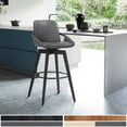 thumbnail image 1 of 26" Luxurious Grey Faux Leather and Black Wood Swivel Bar Stool, 1 of 5