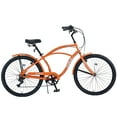 thumbnail image 1 of 26" Bike for Mens Adults Cruiser Bike Shimano 7 Speed Steel Frame City Commuter Bicycle with Dual Brakes, Orange, 1 of 6