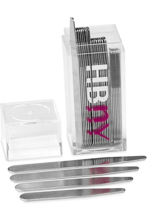 26 Metal Collar Stays in 4 Sizes for Men's Dress Shirts - Premium Stainless Steel Stiffeners with Smooth Edges in Clear Plastic Box - by HBNY