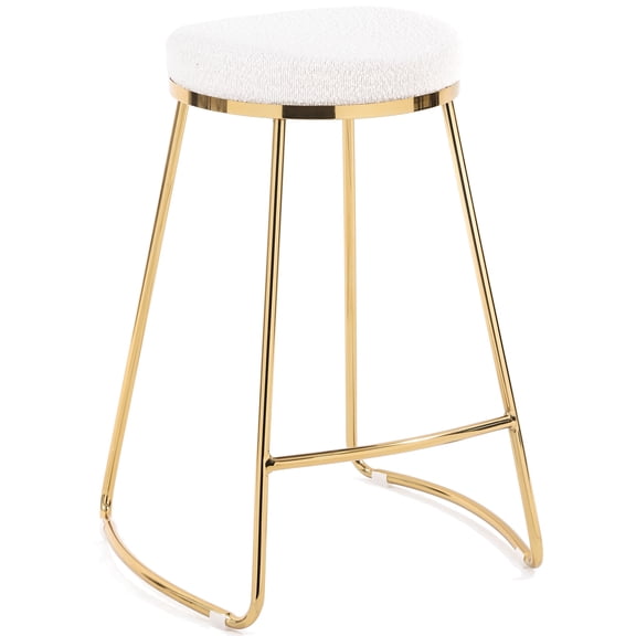 26" Mid-century Modern Luxury Boucle Stool, White, Material, 17.61 In. Width, 20.32 Depth, 25.69 Height, 11.22 Lb Upholstered High, Fabric, , W X D H,