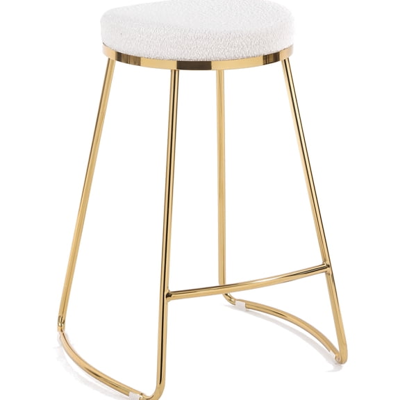 26" Mid-century Modern Upholstered Stool With Boucle In White, & Comfortable For One Person Luxury Stool, White Upholstery, , 17.38 In. Width, 20.71 Depth, 25.58 Height, 10.79 Lb Weight