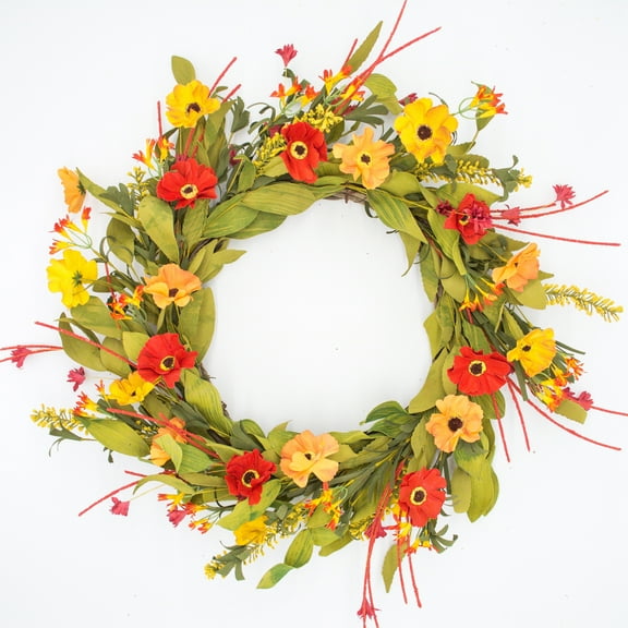 26" Mixed Poppy Wreath
