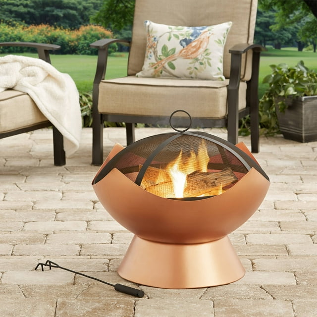 26" Modern Copper Finish Wood-Burning Firebowl